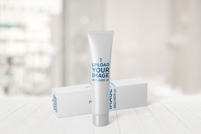 Mockup of a Long Cosmetic Tube and Its Packaging Box