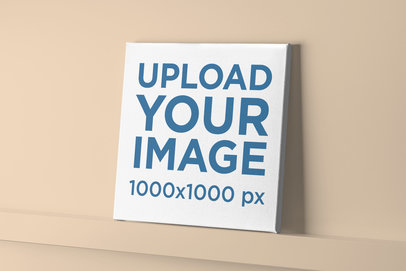 Customizable Mockup of a Canvas Placed on a Shelf 