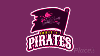 Animated Gaming Logo Template with an Illustrated Pirate Flag