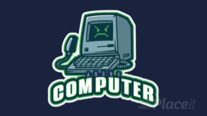 Vintage Gaming Animated Logo Maker Featuring an Angry Computer Illustration