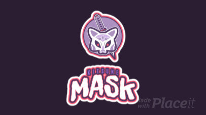 Animated Gaming Logo Maker Featuring a Kitsune Mask and a Dagger Clipart
