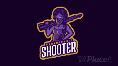 Animated Gaming Logo Maker Featuring a Female Shooter with a Face Mask Bandana 1743v-2883