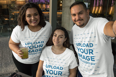 Selfie Mockup Featuring a Group of Friends Wearing Plus Size T-Shirts