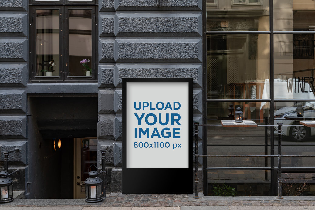 Mockup of a MUPI Placed Against an Elegant Store Facade