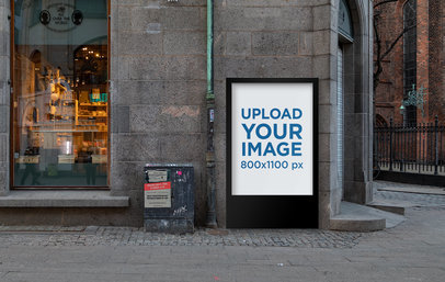 Mockup of a Mupi Placed on a Street Corner