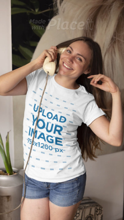 T-Shirt Video of a Woman Playing with Her Long Hair in Stop Motion