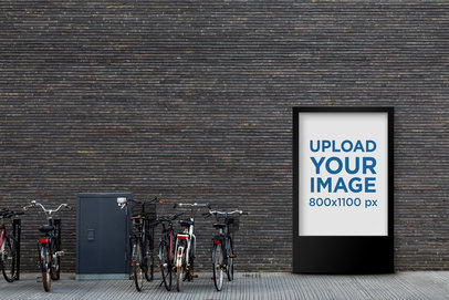 Mockup of a MUPI Placed by a Bicycle Parking Space