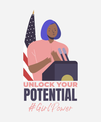 T-Shirt Design Template Featuring Professional Women Illustrations