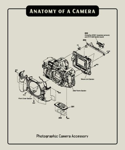 T-Shirt Design Template Featuring a Retro Electronics Parts Diagram