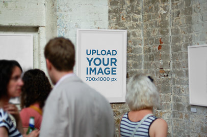 Mockup of an Art Print Frame in a Gallery