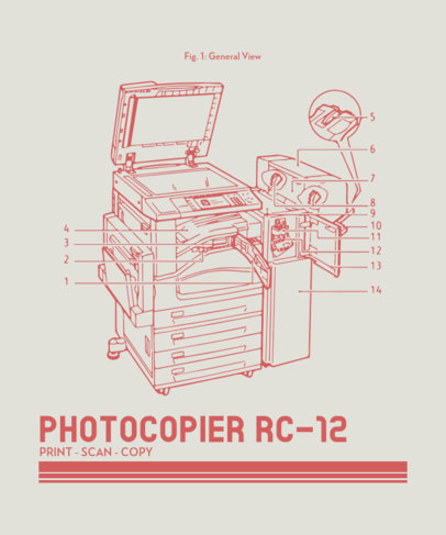 Retro T-Shirt Design Maker Featuring Office Device Diagrams