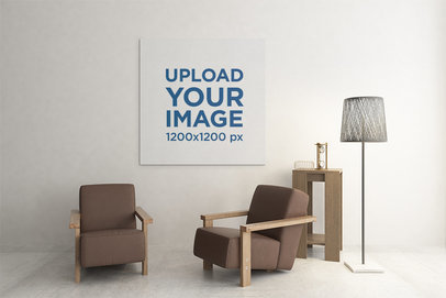 Canvas Mockup Featuring Minimalistic Furniture 