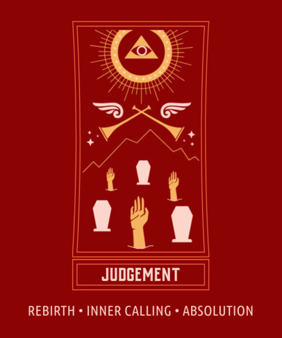 Magical T-Shirt Design Template with a Tarot Card Graphic