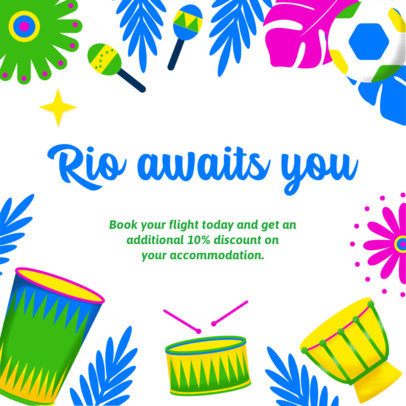 Instagram Post Creator with a Flight Promotion for Brazil's Carnival 
