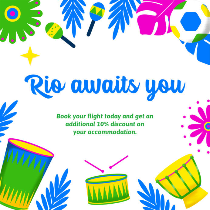 Instagram Post Creator with a Flight Promotion for Brazil's Carnival 