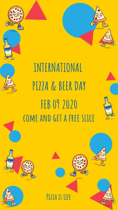 Pizza Day Instagram Story Maker with Cartoonish Illustrations