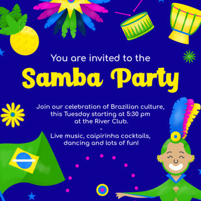 Instagram Post Template for a Samba Party with a Colorful Frame 
