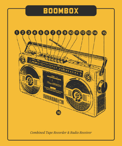 T-Shirt Design Maker Featuring a Retro Boombox Graphic