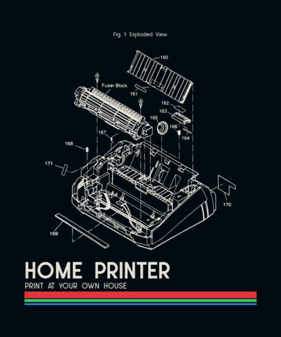 T-Shirt Design Maker Featuring a Retro Typewriter's Parts Diagram