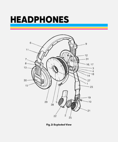 T-Shirt Design Template Featuring a Headset Graphic 245b-el1