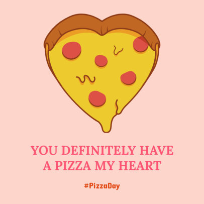 Facebook Post Generator Featuring a Heart-Shaped Pizza Illustration
