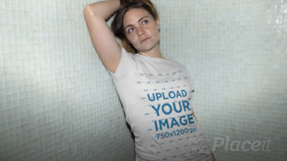 Stop Motion Video of a Woman with a Customizable T-Shirt Holding Her Hair 22449