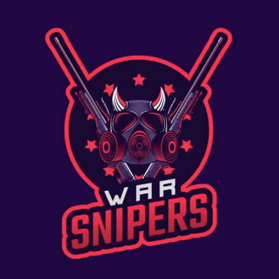 Gaming Logo Maker Featuring a Gas Mask and Two Sniper Rifles