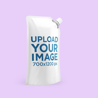 Mockup of a Doypack Featuring a Customizable Backdrop