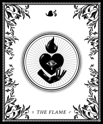 T-Shirt Design Template Featuring Tarot Symbol Illustrations