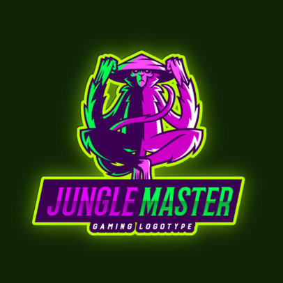 Logo Template for Gamers Featuring a Meditating Monkey Clipart
