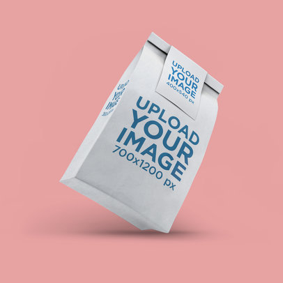 Mockup of a Paper Bag Leaning over a Flat Surface