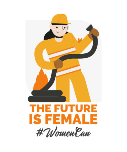 The Future is Female T-Shirt Design Maker Featuring a Firefighter 2192h