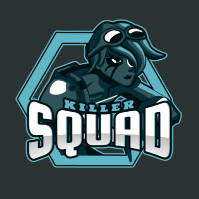 Logo Template for a Gaming Squad Featuring a Female Mercenary Illustration