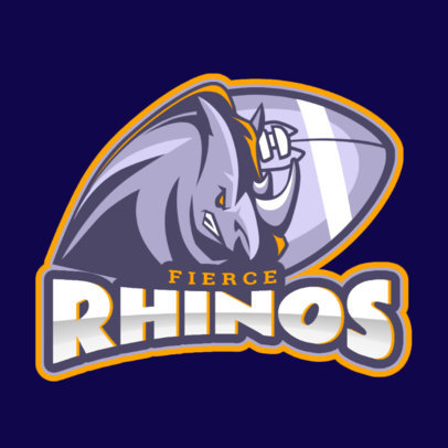 Football Logo Template Featuring an Aggressive Rhino Illustration