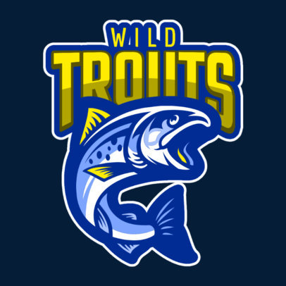 Mascot Logo Maker for Sports Teams With a Wild Trout Illustration