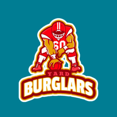 Sports Logo Template for a Football Team Featuring a Football Player 