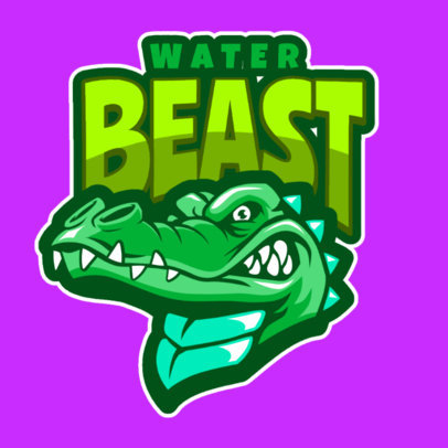 Logo Template with a Fierce-Looking Crocodile Clipart