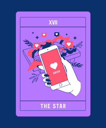 Tarot Card-Themed T-Shirt Template with a Funny Illustration