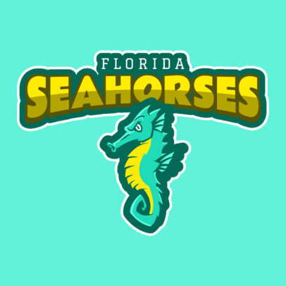 Logo Maker for a Sports Team Featuring a Seahorse Clipart