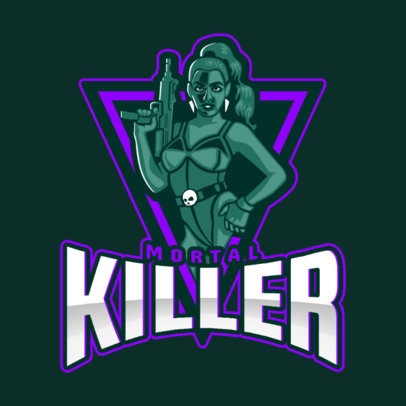 Logo Generator for Female Gamers Featuring a Tough Woman Illustration