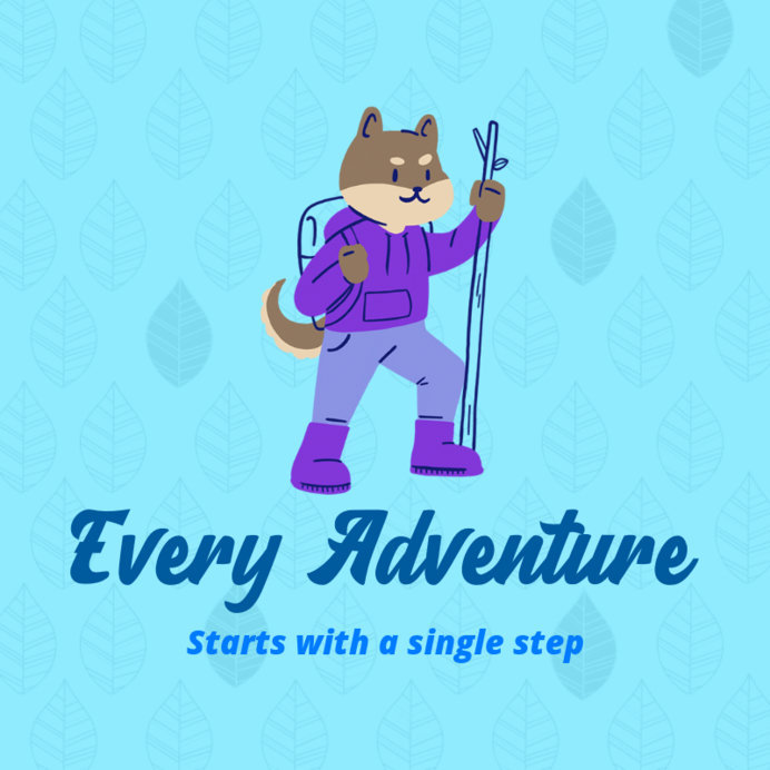 Instagram Post Template Featuring a Hiking Wolf Cartoon