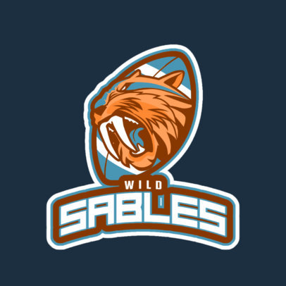 Football Logo Template With a Saber-Toothed Cat Illustration