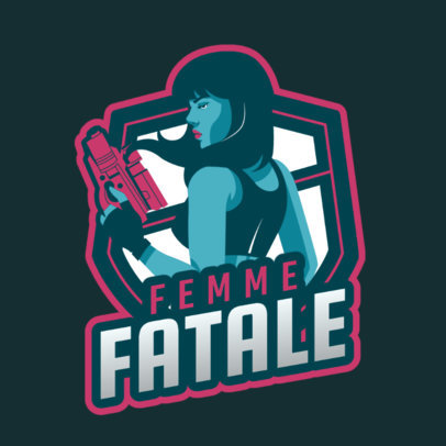 Illustrated Gaming Logo Maker with a Female Shooter