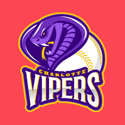 Baseball Logo Template for a Sports Team With a Poisonous Snake Clipart