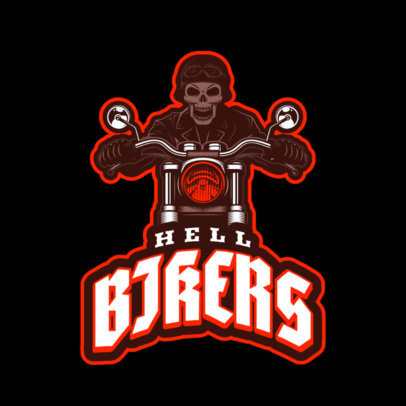 Gaming Logo Template Featuring a Skeleton Biker Clipart