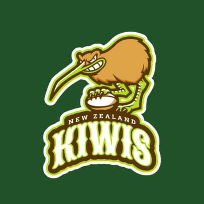 Sports Logo Template Featuring a Fierce Kiwi Bird