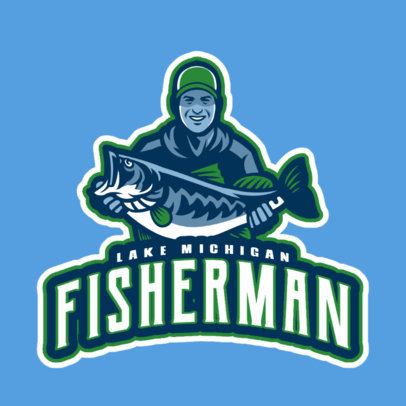 Logo Maker for a Fishing Team Featuring a Happy Fisherman 