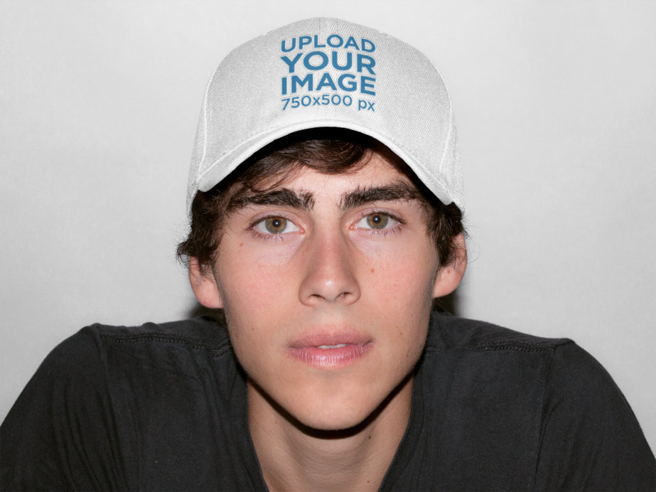 Dad Hat Mockup of a Young White Man in a Studio