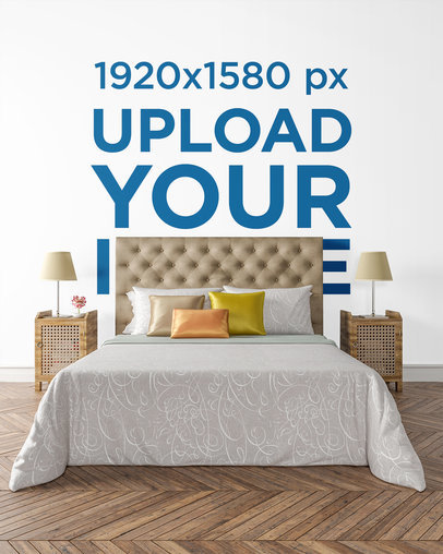 Mockup of an Art Print Wall in an Elegant Bedroom