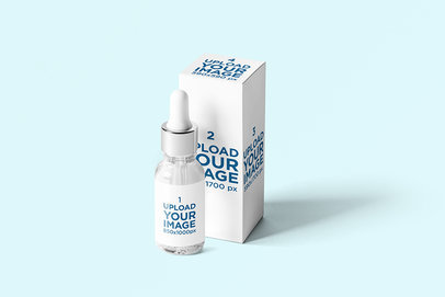  Dropper Bottle Mockup with a Box on a Customizable Background